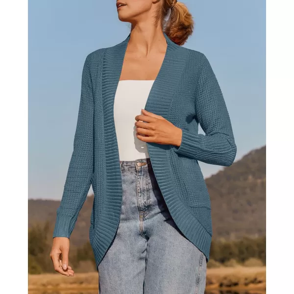 imageZESICA Womens 2024 Fall Winter Long Sleeve Open Front Casual Lightweight Soft Knit Cardigan Sweater OuterwearDustyblue