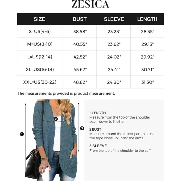 imageZESICA Womens 2024 Fall Winter Long Sleeve Open Front Casual Lightweight Soft Knit Cardigan Sweater OuterwearDustyblue