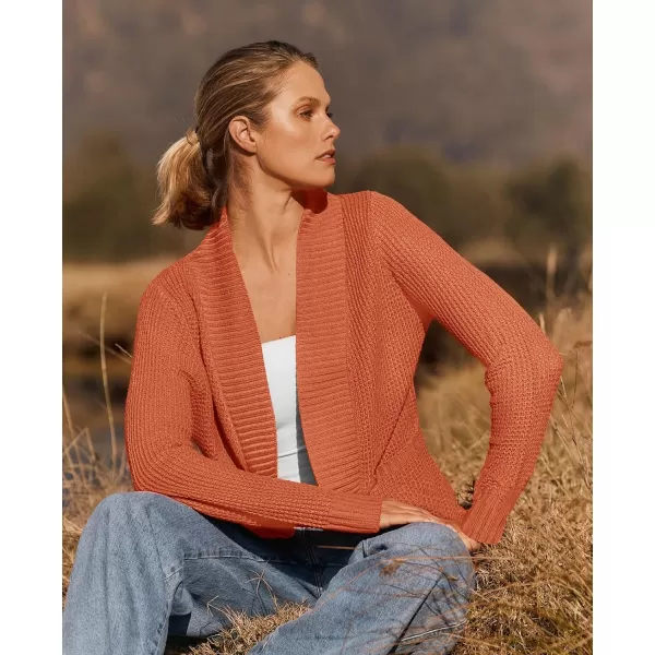 imageZESICA Womens 2024 Fall Winter Long Sleeve Open Front Casual Lightweight Soft Knit Cardigan Sweater OuterwearOrange