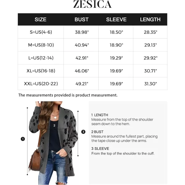 imageZESICA Womens 2024 Fall Winter Long Sleeves Open Front Leopard Print Knitted Sweater Cardigan Coat OutwearA Dark Grey