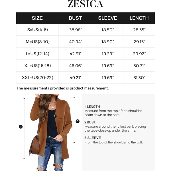 imageZESICA Womens 2024 Fall Winter Long Sleeves Open Front Leopard Print Knitted Sweater Cardigan Coat OutwearCaramel