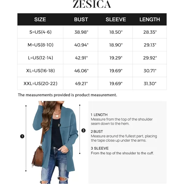 imageZESICA Womens 2024 Fall Winter Long Sleeves Open Front Leopard Print Knitted Sweater Cardigan Coat OutwearDustyblue