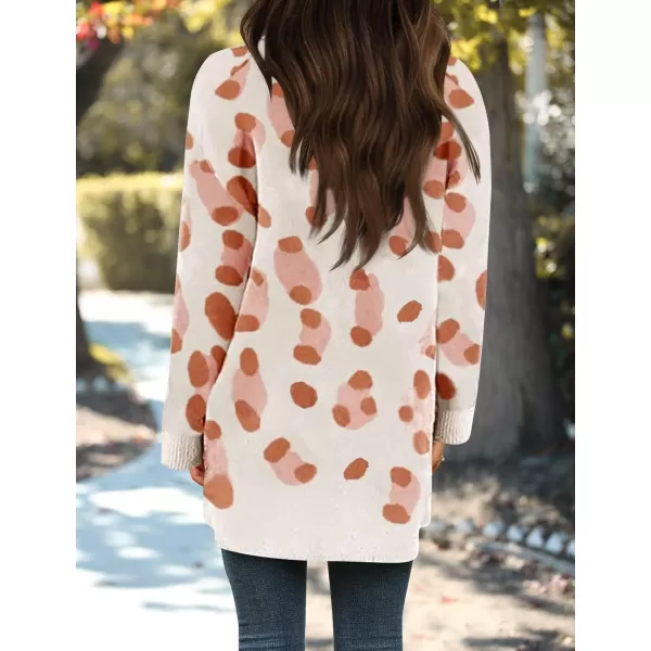 imageZESICA Womens 2024 Fall Winter Long Sleeves Open Front Leopard Print Knitted Sweater Cardigan Coat OutwearOrange