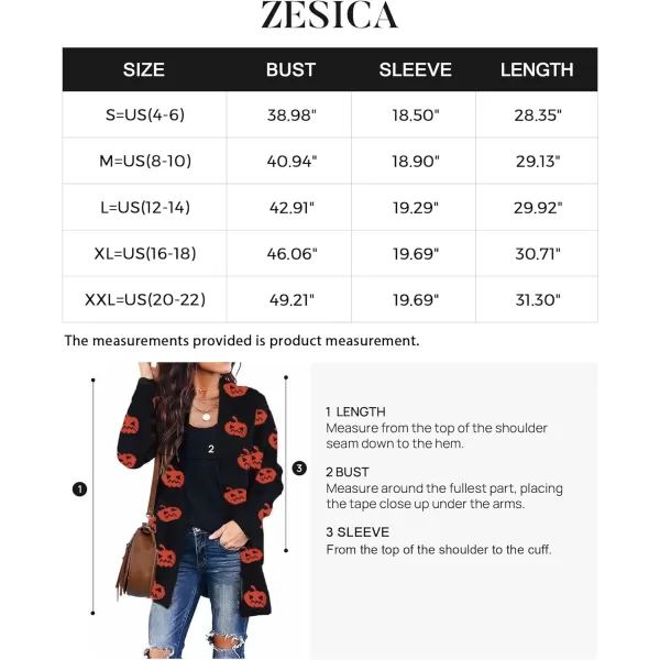 imageZESICA Womens 2024 Fall Winter Long Sleeves Open Front Leopard Print Knitted Sweater Cardigan Coat OutwearPumpkin