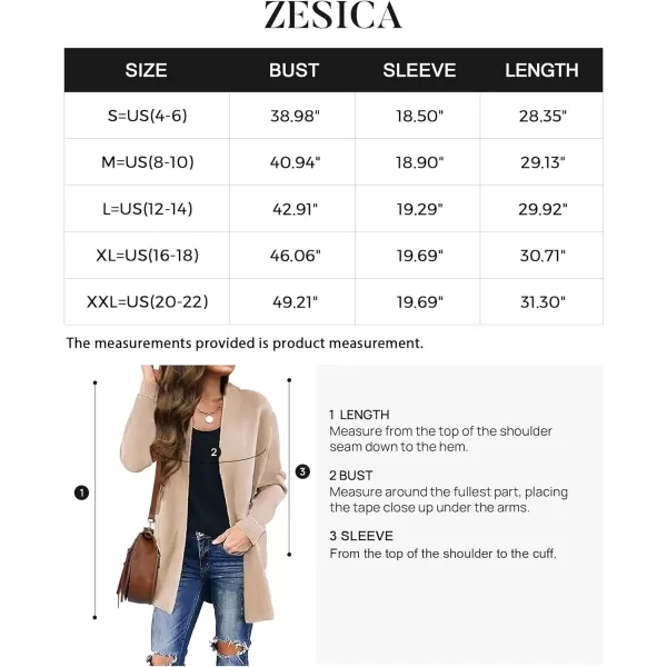imageZESICA Womens 2024 Fall Winter Long Sleeves Open Front Leopard Print Knitted Sweater Cardigan Coat OutwearSolid Beige