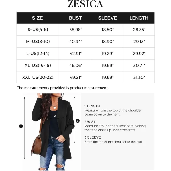 imageZESICA Womens 2024 Fall Winter Long Sleeves Open Front Leopard Print Knitted Sweater Cardigan Coat OutwearSolid Black