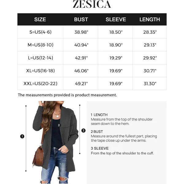 imageZESICA Womens 2024 Fall Winter Long Sleeves Open Front Leopard Print Knitted Sweater Cardigan Coat OutwearSolid Grey