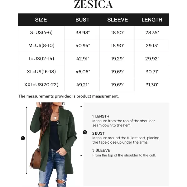 imageZESICA Womens 2024 Fall Winter Long Sleeves Open Front Leopard Print Knitted Sweater Cardigan Coat OutwearSolidgreen