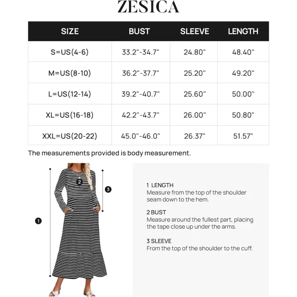 imageZESICA Womens 2024 Long Sleeve Dress Crewneck Casual Loose Pleated Tiered Swing Maxi Dresses with PocketsDim