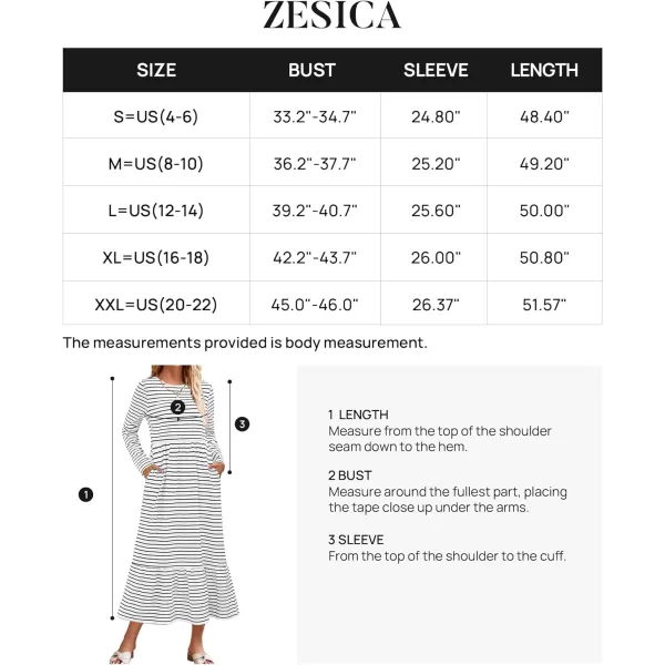 imageZESICA Womens 2024 Long Sleeve Dress Crewneck Casual Loose Pleated Tiered Swing Maxi Dresses with PocketsIvory