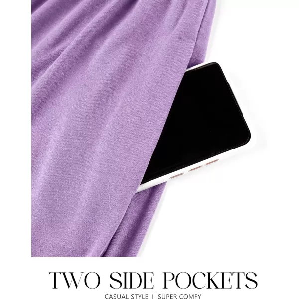 imageZESICA Womens 2024 Long Sleeve Dress Crewneck Casual Loose Pleated Tiered Swing Maxi Dresses with PocketsPurple