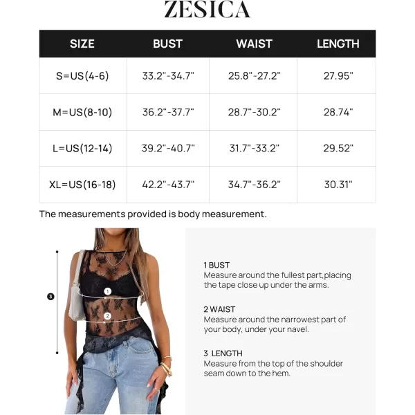 imageZESICA Womens 2024 Mesh Sheer Long Tank Tops Sexy See Through Asymmetrical Ruffle Layering Sleeveless ShirtsCarbon