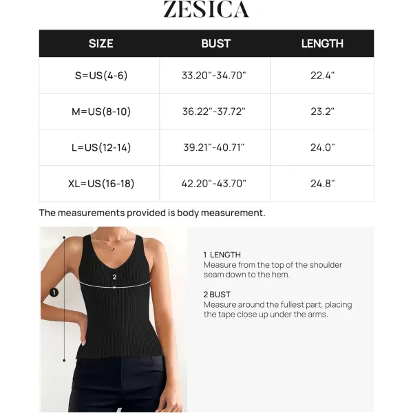 imageZESICA Womens 2024 Ribbed Tank Tops Summer Sleeveless V Neck Shirts Casual Sexy Slim Fitted Basic Knit TeesBlack