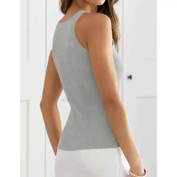 imageZESICA Womens 2024 Ribbed Tank Tops Summer Sleeveless V Neck Shirts Casual Sexy Slim Fitted Basic Knit TeesGrey