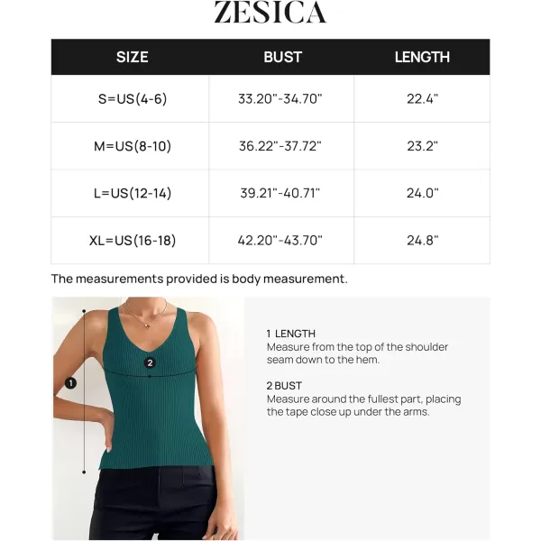imageZESICA Womens 2024 Ribbed Tank Tops Summer Sleeveless V Neck Shirts Casual Sexy Slim Fitted Basic Knit TeesTeal