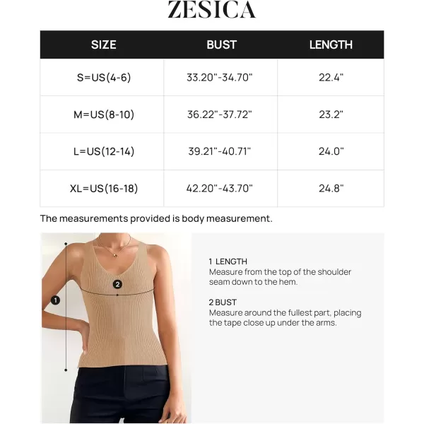 imageZESICA Womens 2024 Ribbed Tank Tops Summer Sleeveless V Neck Shirts Casual Sexy Slim Fitted Basic Knit TeesToffee