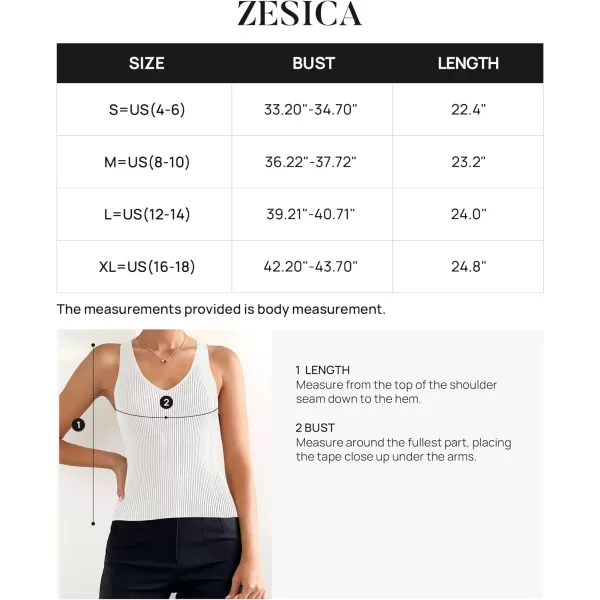 imageZESICA Womens 2024 Ribbed Tank Tops Summer Sleeveless V Neck Shirts Casual Sexy Slim Fitted Basic Knit TeesWhite