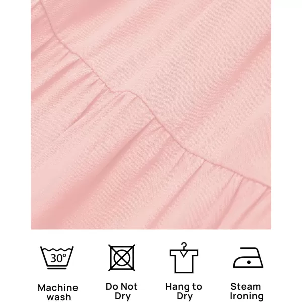 imageZESICA Womens 2024 Sexy Boho Off Shoulder Puff Short Sleeve High Waist Ruffled Flowy A Line Beach Party Midi DressPink