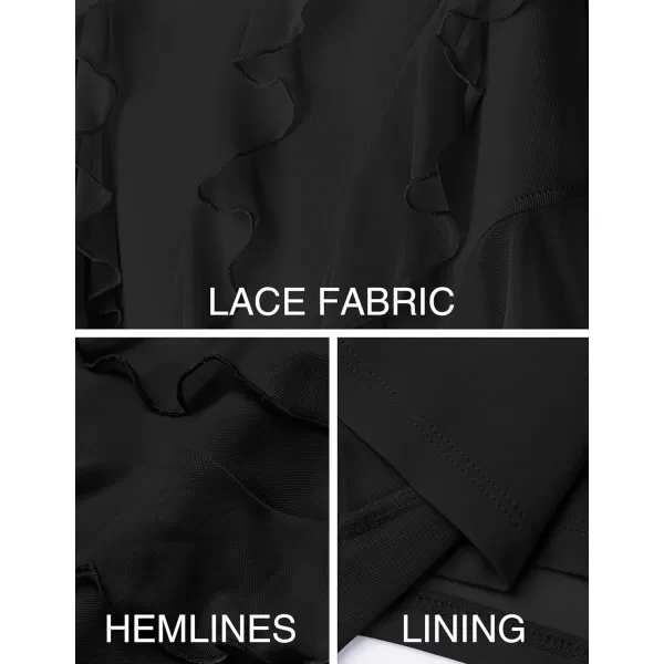 imageZESICA Womens 2024 Strapless Bodycon Tube Dress Sexy Off Shoulder Mesh Irregular Ruffle Backless Party Midi DressesBlack