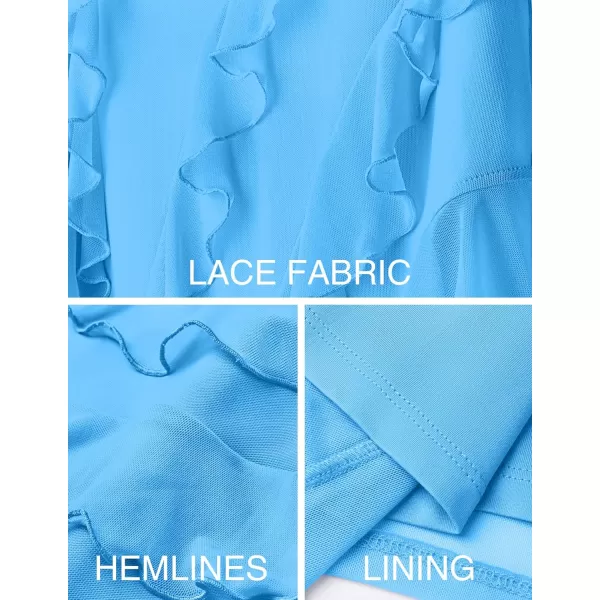 imageZESICA Womens 2024 Strapless Bodycon Tube Dress Sexy Off Shoulder Mesh Irregular Ruffle Backless Party Midi DressesBlue