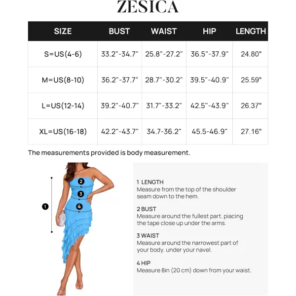 imageZESICA Womens 2024 Strapless Bodycon Tube Dress Sexy Off Shoulder Mesh Irregular Ruffle Backless Party Midi DressesBlue