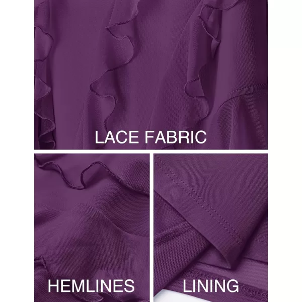 imageZESICA Womens 2024 Strapless Bodycon Tube Dress Sexy Off Shoulder Mesh Irregular Ruffle Backless Party Midi DressesDarkpurple