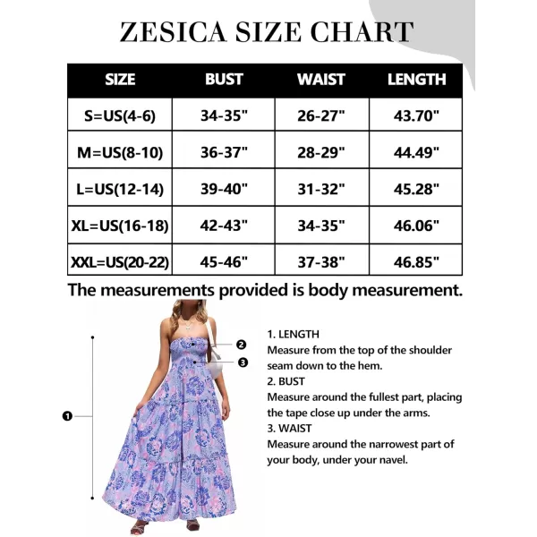 imageZESICA Womens 2024 Summer Bohemian Floral Printed Strapless Beach Party Long Maxi DressBluishviolet