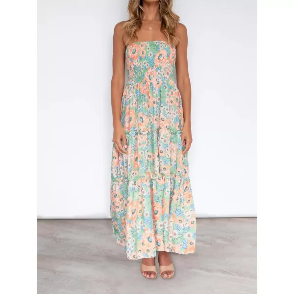imageZESICA Womens 2024 Summer Bohemian Floral Printed Strapless Beach Party Long Maxi DressFloral1