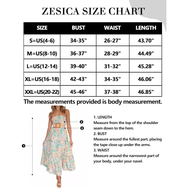 imageZESICA Womens 2024 Summer Bohemian Floral Printed Strapless Beach Party Long Maxi DressFloral1