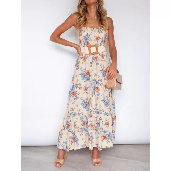 imageZESICA Womens 2024 Summer Bohemian Floral Printed Strapless Beach Party Long Maxi DressFloral3