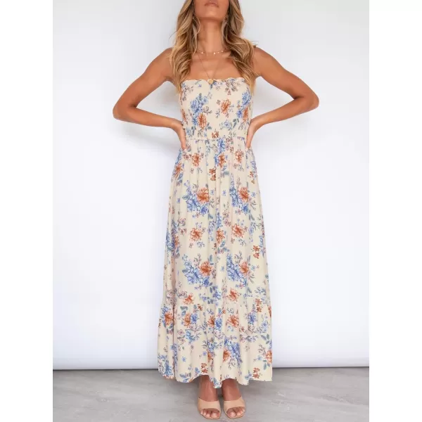 imageZESICA Womens 2024 Summer Bohemian Floral Printed Strapless Beach Party Long Maxi DressFloral3