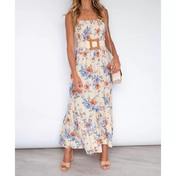 imageZESICA Womens 2024 Summer Bohemian Floral Printed Strapless Beach Party Long Maxi DressFloral3