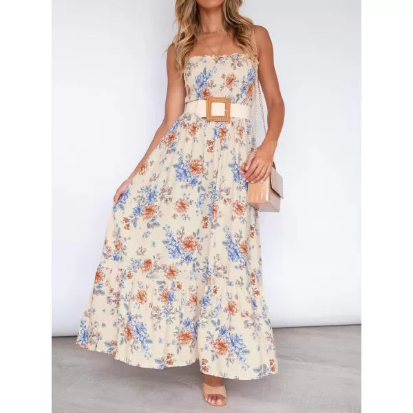 imageZESICA Womens 2024 Summer Bohemian Floral Printed Strapless Beach Party Long Maxi DressFloral3