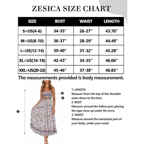 imageZESICA Womens 2024 Summer Bohemian Floral Printed Strapless Beach Party Long Maxi DressLavender