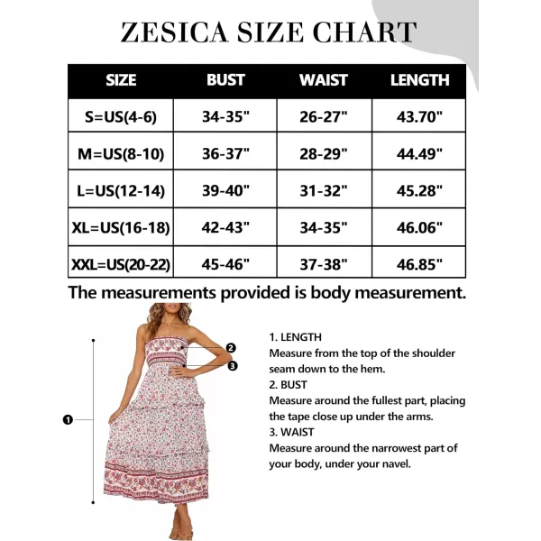 imageZESICA Womens 2024 Summer Bohemian Floral Printed Strapless Beach Party Long Maxi DressPink