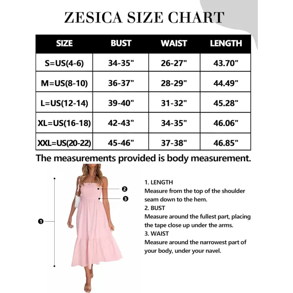 imageZESICA Womens 2024 Summer Bohemian Floral Printed Strapless Beach Party Long Maxi DressSolid Blush Pink