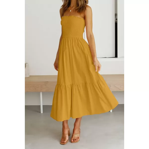 imageZESICA Womens 2024 Summer Bohemian Floral Printed Strapless Beach Party Long Maxi DressSolidginger