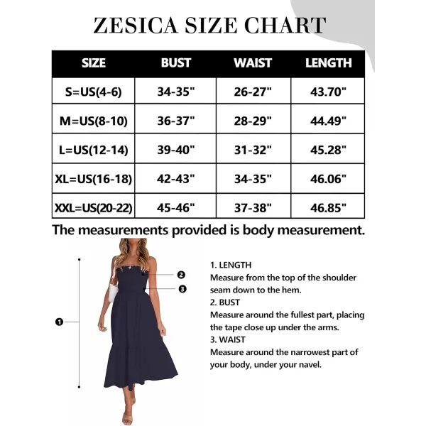 imageZESICA Womens 2024 Summer Bohemian Floral Printed Strapless Beach Party Long Maxi DressSolidnavy