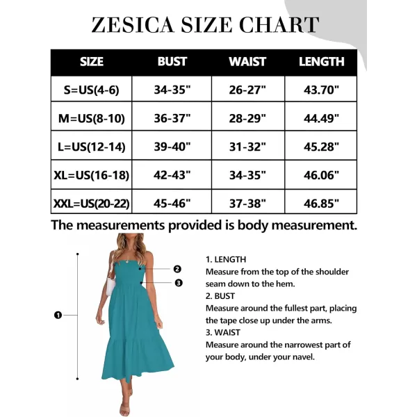 imageZESICA Womens 2024 Summer Bohemian Floral Printed Strapless Beach Party Long Maxi DressSolidpeacock