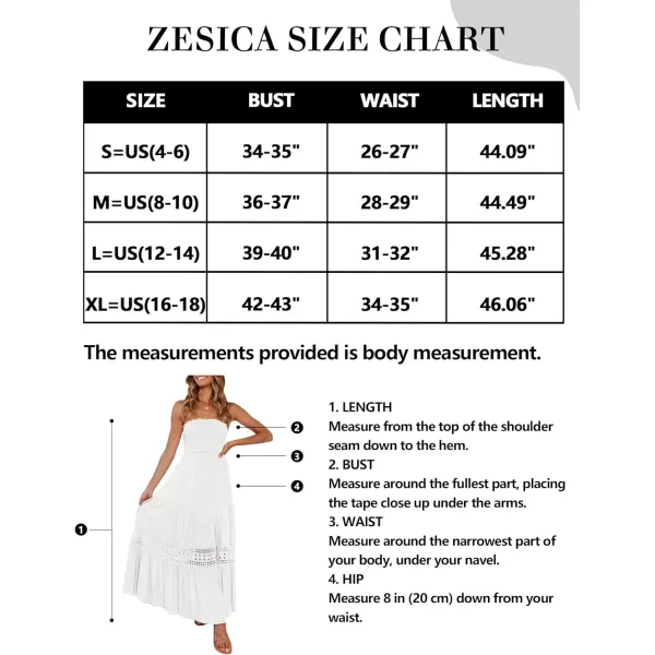 imageZESICA Womens 2024 Summer Bohemian Strapless Off Shoulder Lace Trim Backless Flowy A Line Beach Long Maxi DressWhite