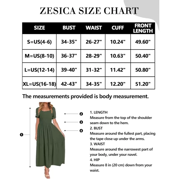 imageZESICA Womens 2024 Summer Boho Floral Print Square Neck Ruffle Swing Beach Long Maxi DressArmygreen