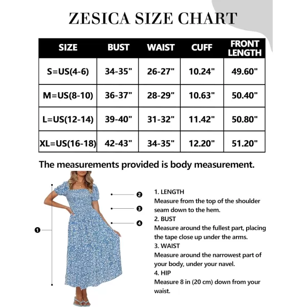 imageZESICA Womens 2024 Summer Boho Floral Print Square Neck Ruffle Swing Beach Long Maxi DressBlue2