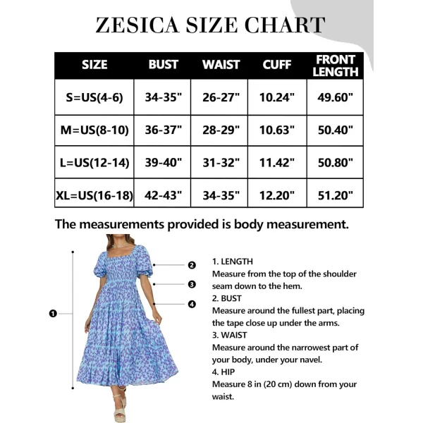 imageZESICA Womens 2024 Summer Boho Floral Print Square Neck Ruffle Swing Beach Long Maxi DressBluishviolet