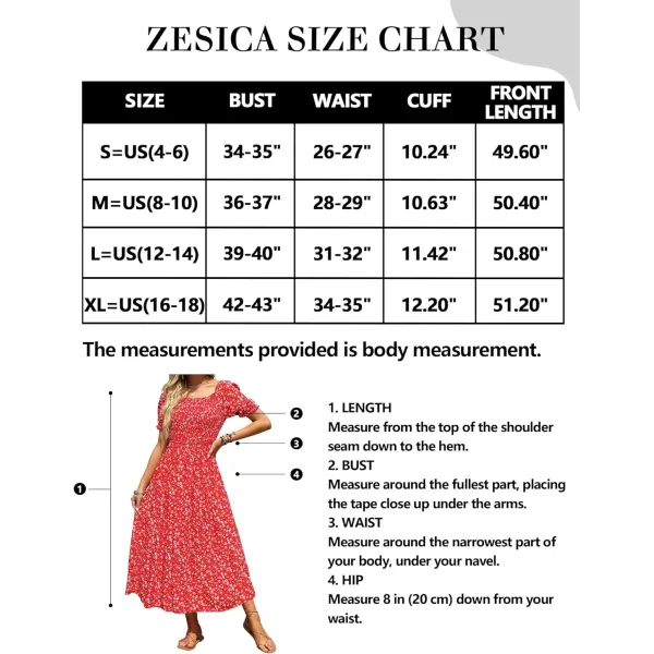 imageZESICA Womens 2024 Summer Boho Floral Print Square Neck Ruffle Swing Beach Long Maxi DressCherry