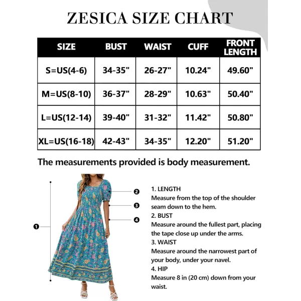 imageZESICA Womens 2024 Summer Boho Floral Print Square Neck Ruffle Swing Beach Long Maxi DressLightgreen