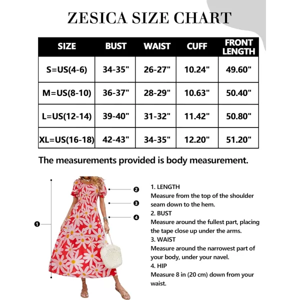 imageZESICA Womens 2024 Summer Boho Floral Print Square Neck Ruffle Swing Beach Long Maxi DressTomato