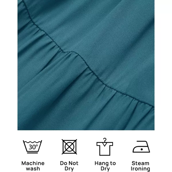 imageZESICA Womens 2024 Summer Boho Off Shoulder Short Sleeve Smocked Ruffle Swing High Low Mermaid Cocktail Party DressDarkblue