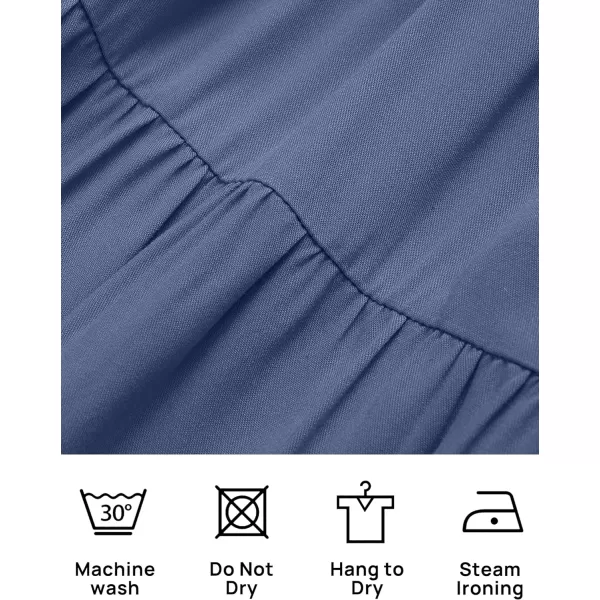 imageZESICA Womens 2024 Summer Boho Off Shoulder Short Sleeve Smocked Ruffle Swing High Low Mermaid Cocktail Party DressDustyblue