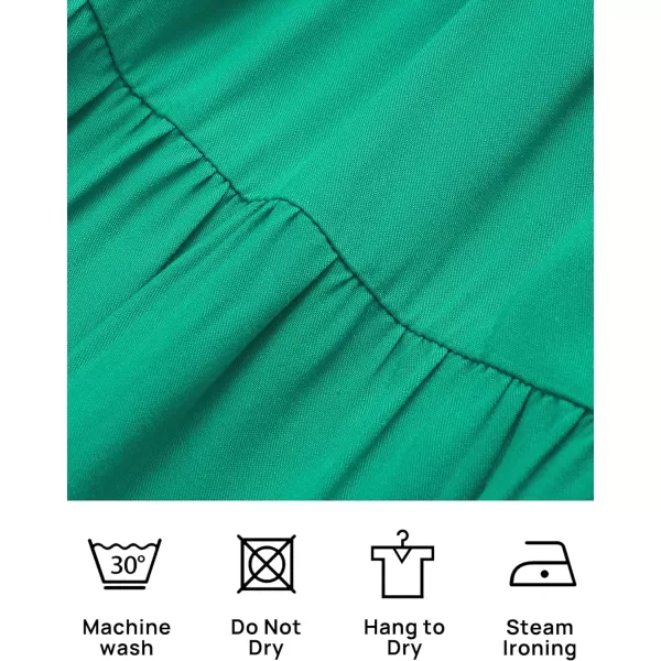 imageZESICA Womens 2024 Summer Boho Off Shoulder Short Sleeve Smocked Ruffle Swing High Low Mermaid Cocktail Party DressGrassgreen