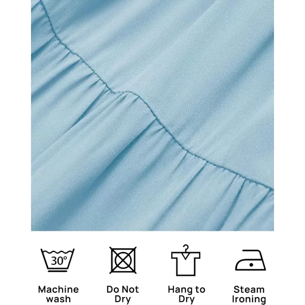 imageZESICA Womens 2024 Summer Boho Off Shoulder Short Sleeve Smocked Ruffle Swing High Low Mermaid Cocktail Party DressSkyblue